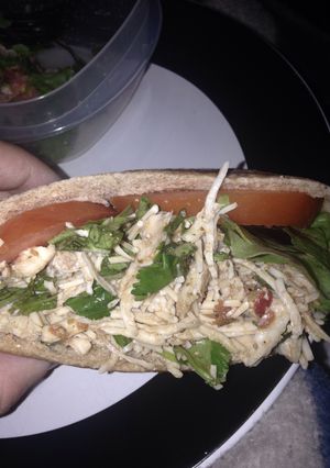 A picture of Shredded Balsamic Chicken Pitas.