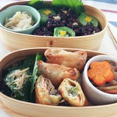 A picture of Packed With the Flavors of Iwate! A Not-Deep-Fried Spring Roll Bento.