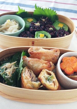 A picture of Packed With the Flavors of Iwate! A Not-Deep-Fried Spring Roll Bento.