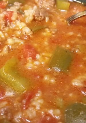 A picture of Stuffed Green Pepper Soup.