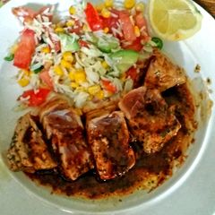 marinated citrus fruity tuna steak A picture of marinated citrus fruity tuna steak.