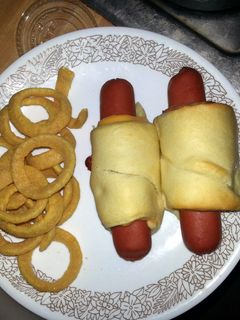 A picture of Jumbo bacon and cheese pigs in a blanket.