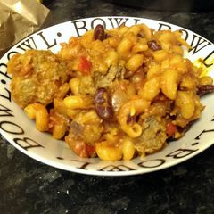 A picture of meatball chili.
