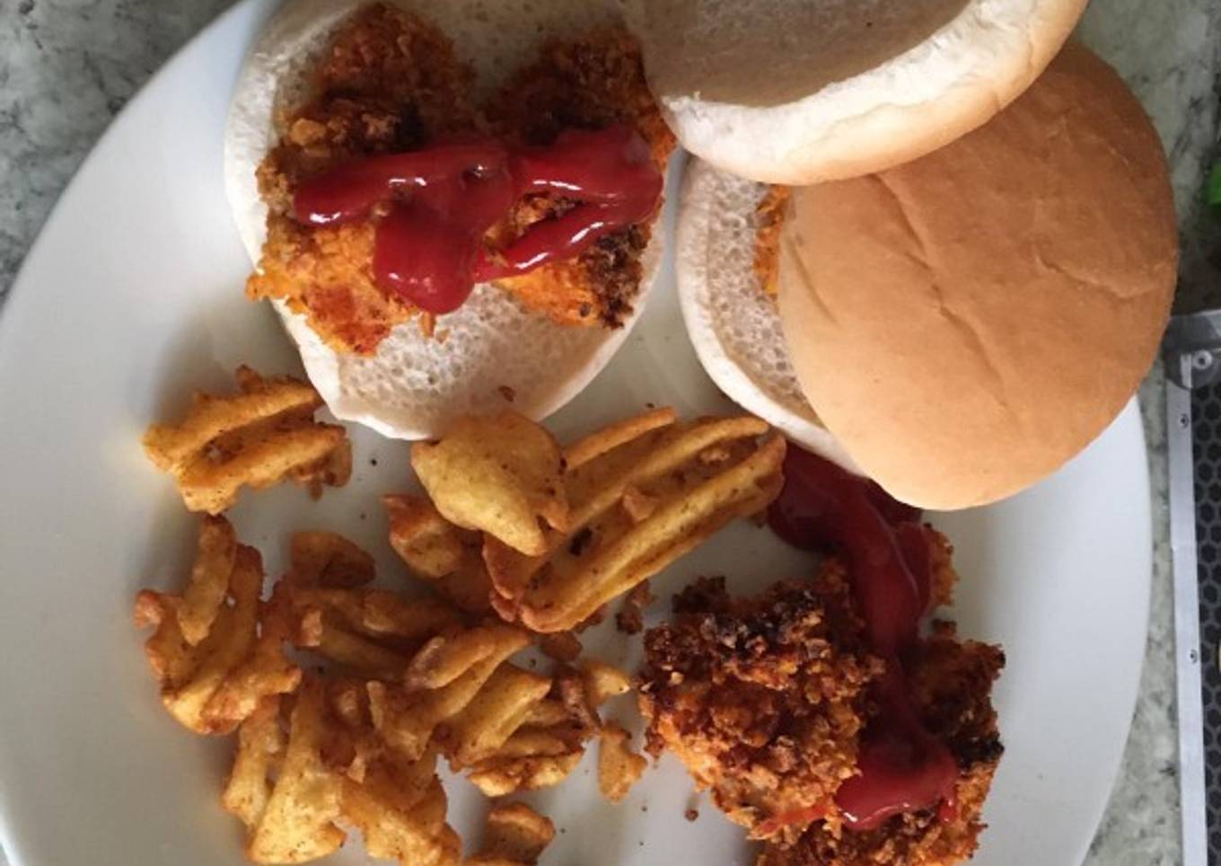 Homemade KFC/Shrimp Burger