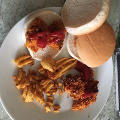 KFC homemade burgers/ shrimp A picture of KFC homemade burgers/ shrimp.