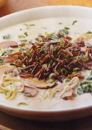 A picture of Mushroom and Kale Soup.