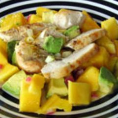 A picture of Chicken, mango and avocado salad.