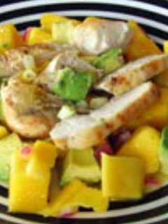 A picture of Chicken, mango and avocado salad.