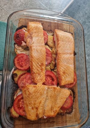 Una foto de Salmón al horno