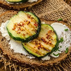 A picture of Sandwich with Mexican Tofu Spread and Grilled Zucchini.