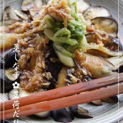 10-Minute Easy Steamed Eggplant with Myoga Ginger Dressing A picture of 10-Minute Easy Steamed Eggplant with Myoga Ginger Dressing.