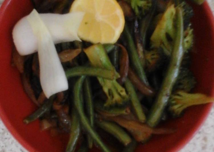 Recipe of Speedy My Green Bean, broccoli and onion fry. 😊