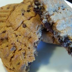 A picture of Thick Peanut Butter Chocolate Chip Cookies.