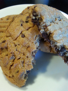 A picture of Thick Peanut Butter Chocolate Chip Cookies.