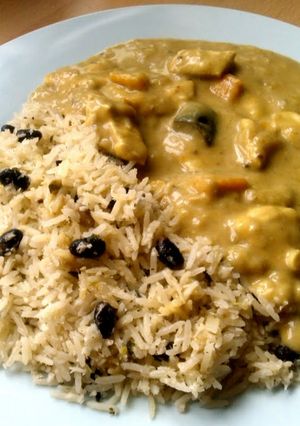 A picture of Vickys Jamaican-Style Coconut Mango Chicken Curry GF DF EF SF NF.