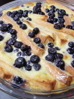 A picture of Blueberry Bread Pudding.