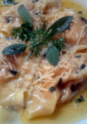 A picture of Ladybirds Pumpkin and Mascarpone Ravioli ..