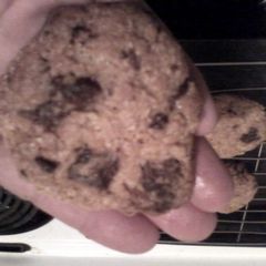 A picture of choc chip cookies.