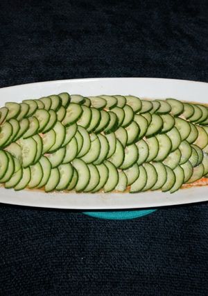 A picture of STEAMED SALMON WITH CUCUMBER, JON STYLE.