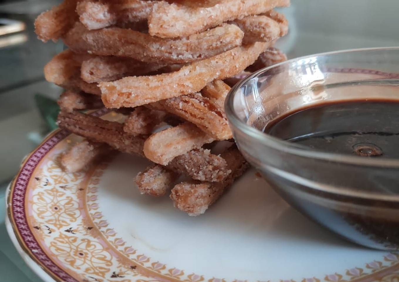 Churros with chocolate sauce