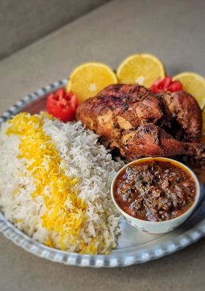 عکسی از دستور مرغ لونگی یا شکم پر شمالی