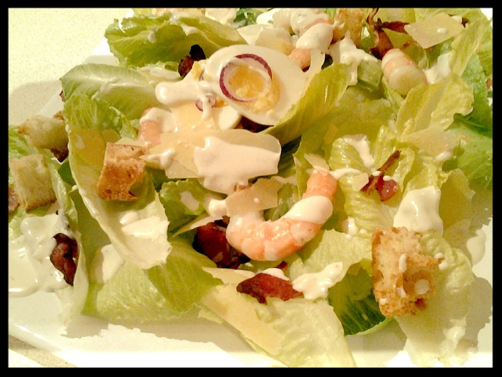Simple Way Prepare Recipe Ceaser salad with prawns that is Awesome, Appealing}