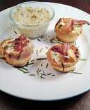 Baked Eggs in Corn Muffins with Sausage Cream  Gravy Dipping Sauce