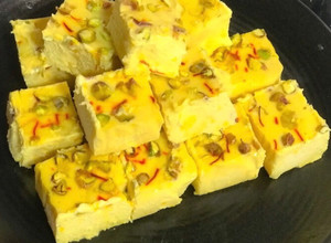 A picture of Kolkata Special: Bhapa Aam-Sandesh/Mango Ice Cream Sandesh.