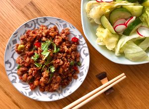 Hình của món Thịt Băm Rang Siêu Cay.