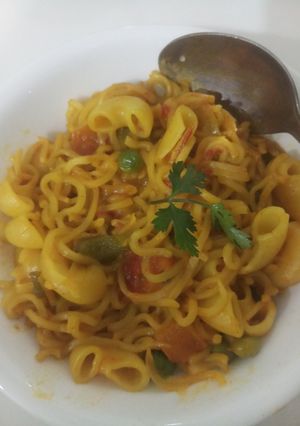 A picture of Maggi with pasta.