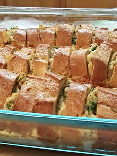A picture of Buttery Crab Bread Pudding.
