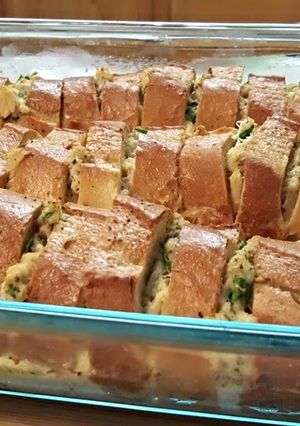 A picture of Buttery Crab Bread Pudding.