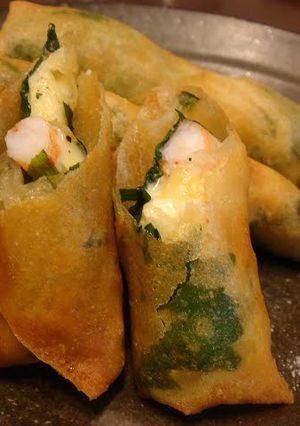 A picture of Plump Shrimp and Cheese Spring Rolls - Delicious Yakuzen Medicinal Cuisine.