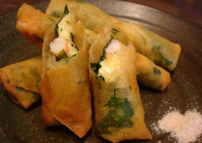 Recipe of Quick Plump Shrimp and Cheese Spring Rolls - Delicious Yakuzen Medicinal Cuisine