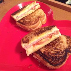 A picture of Fantabulous Grilled Ham And Cheese With The Wizzzzz N American.