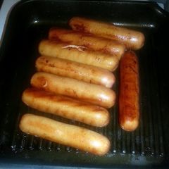 A picture of sweet and spicy jerk sausages.