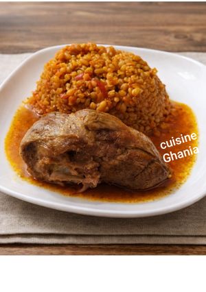 صورة لوصفة برغل مع لحم في الكوكوت