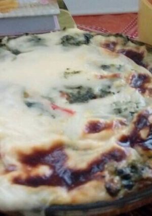 Una foto de Tarta de zapallo, espinaca y arroz