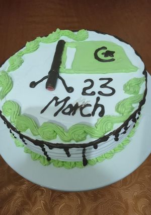 A picture of 23rd march cream cake.