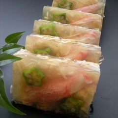 A picture of For the Tanabata Star Festival Jellied Imitation Crab and Okra.