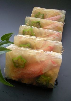 A picture of For the Tanabata Star Festival Jellied Imitation Crab and Okra.