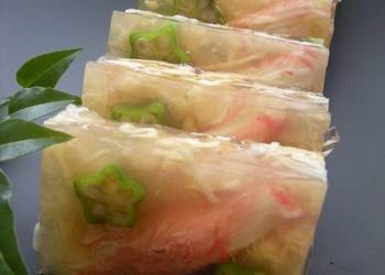 How to Recipe Yummy For the Tanabata Star Festival Jellied Imitation Crab and Okra