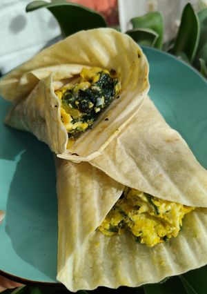 Una foto de Fajitas rellenas de acelga y huevo