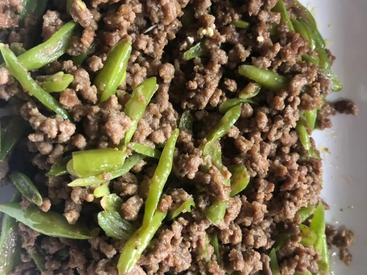 Langkah Mudah untuk Membuat Resep  Tumis buncis daging cincang yang Menggugah Selera, Enak Banget