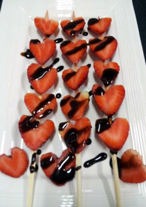 A picture of strawberries skewer(valentine idea)by Pam....