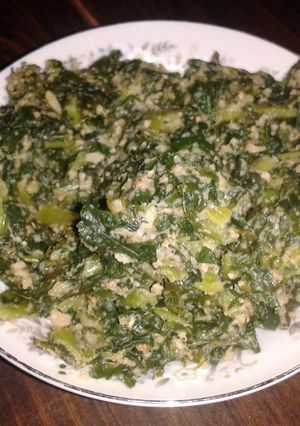 A picture of side dish of kale. wicked good and healthy.