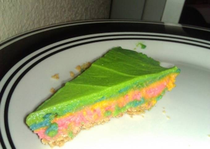 Easy no bake rainbow cheesecake