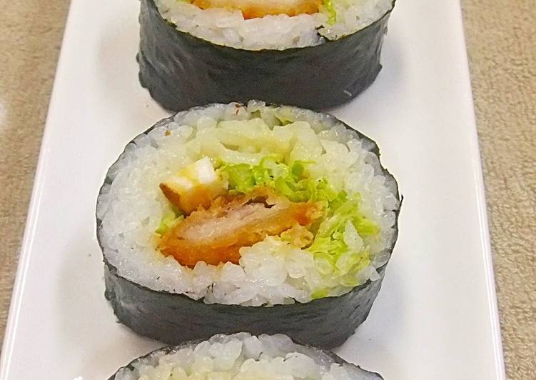 Recipe of Yummy Tonkatsu Sushi Roll