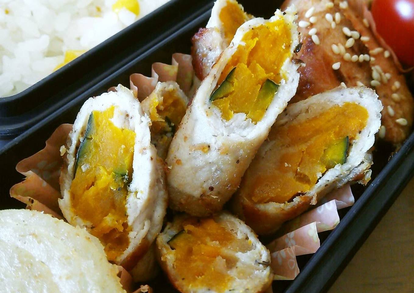 Kabocha Squash and Pork Roll Bento