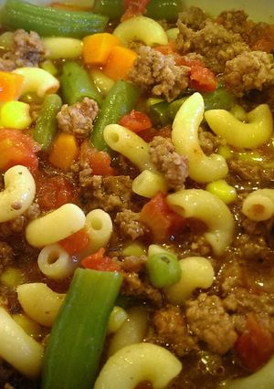 A picture of Beef Macaroni Soup.